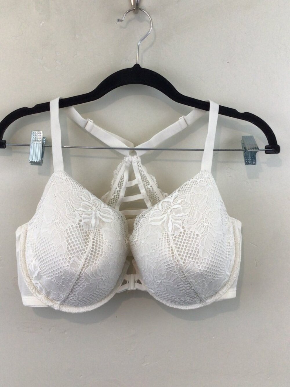 Auden White Lace Front Close Lightly Lined Racerback Underwire Bra 38DD